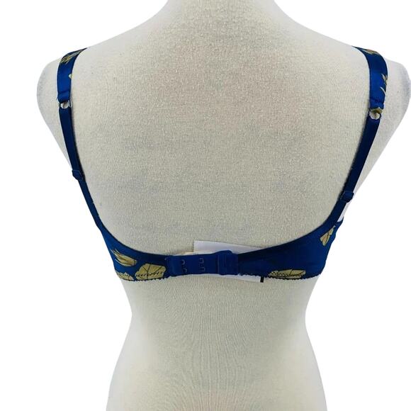 Vintage Victoria's Secret Bra Second Skin Blue Gold Satin Size 34C - Picture 4 of 9